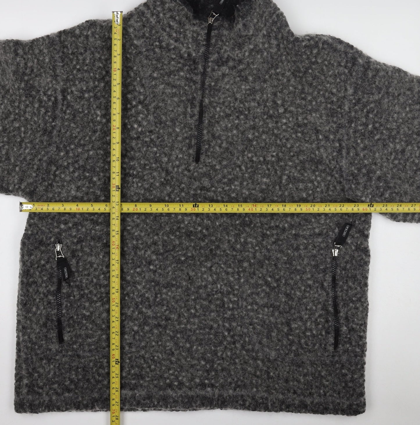 nX Mens Grey Fleece Wool Blend 1/4 Zip Pullover Sweatshirt L
