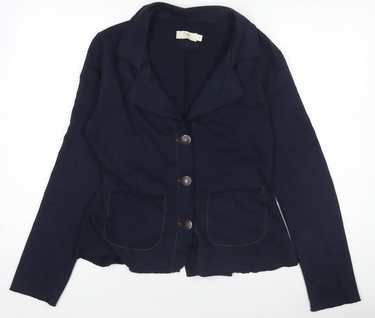 Isay Womens Blue Cotton Nynne Blazer Jacket Size S