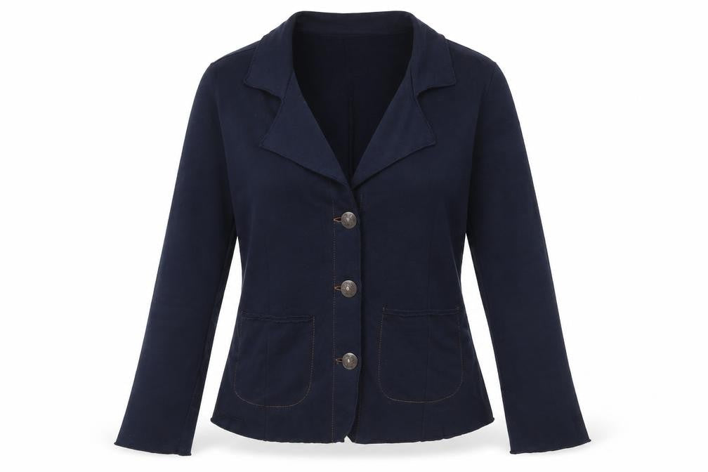 Isay Womens Blue Cotton Nynne Blazer Jacket Size S