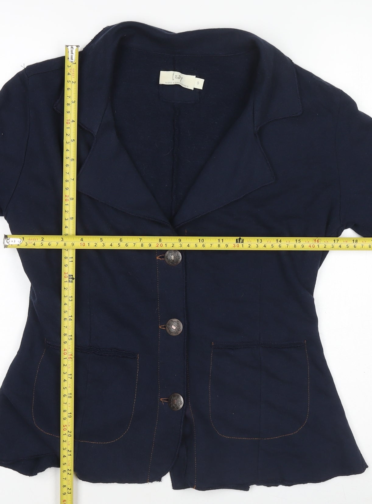 Isay Womens Blue Cotton Nynne Blazer Jacket Size S