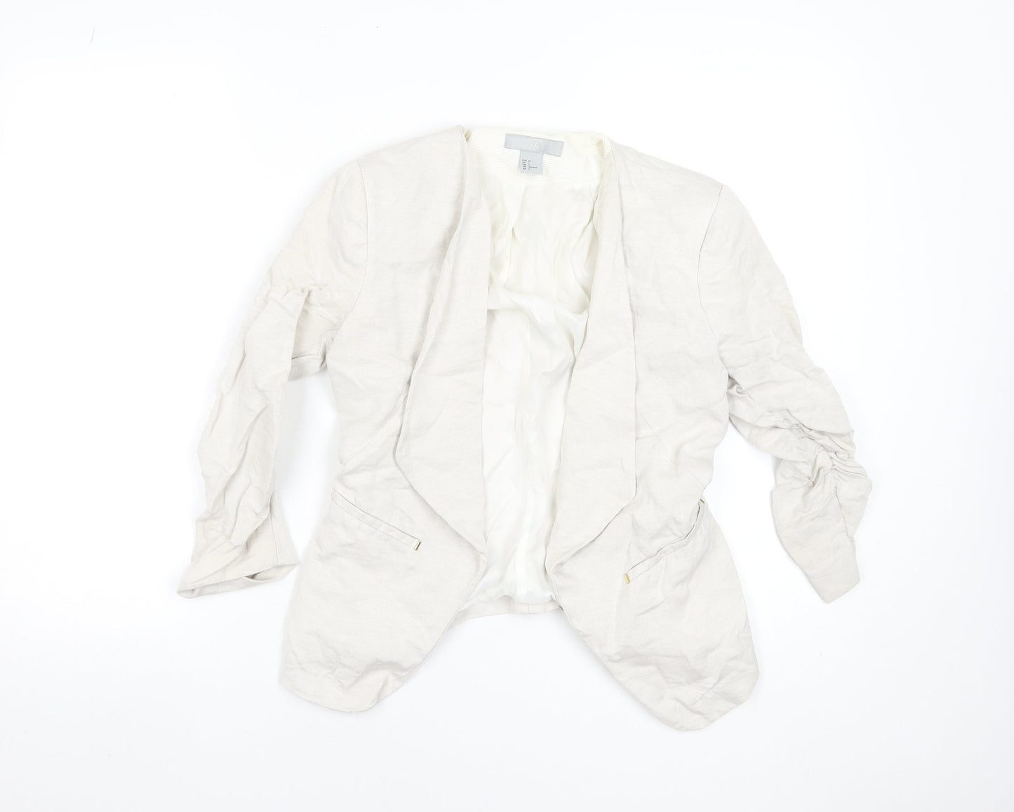 H&M Women’s Beige Linen Blend Blazer Jacket Size 8