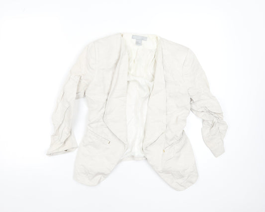 H&M Women’s Beige Linen Blend Blazer Jacket Size 8