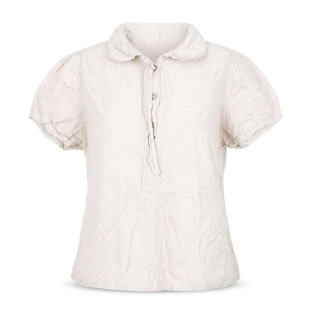 Choklate Women’s Beige Cotton Short Sleeve Collared Blouse L