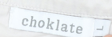 Choklate Women’s Beige Cotton Short Sleeve Collared Blouse L