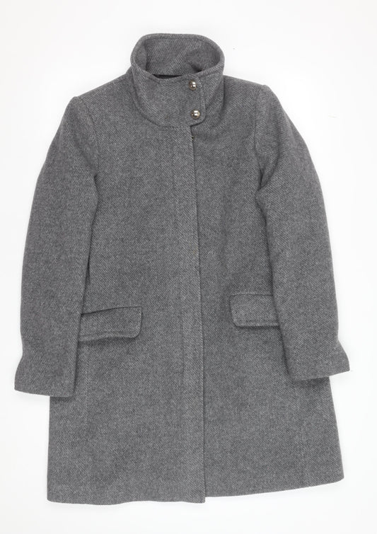 MNG Women Grey Wool Blend Mid-Length Overcoat Size 10