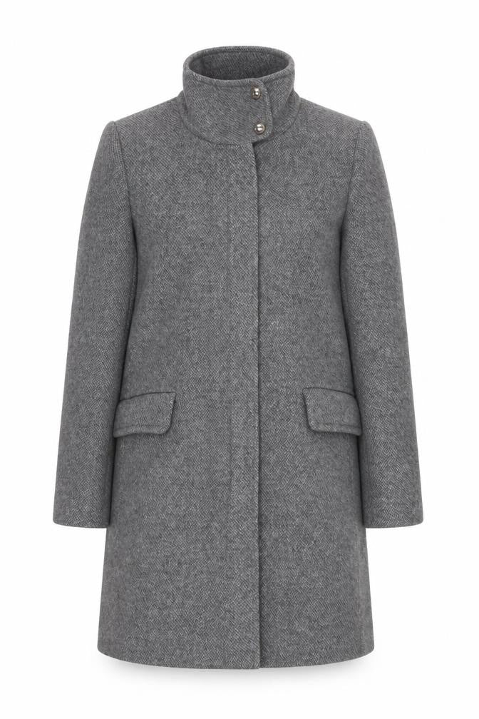 Mango Women Grey Wool Blend Mid-Length Overcoat Size 10