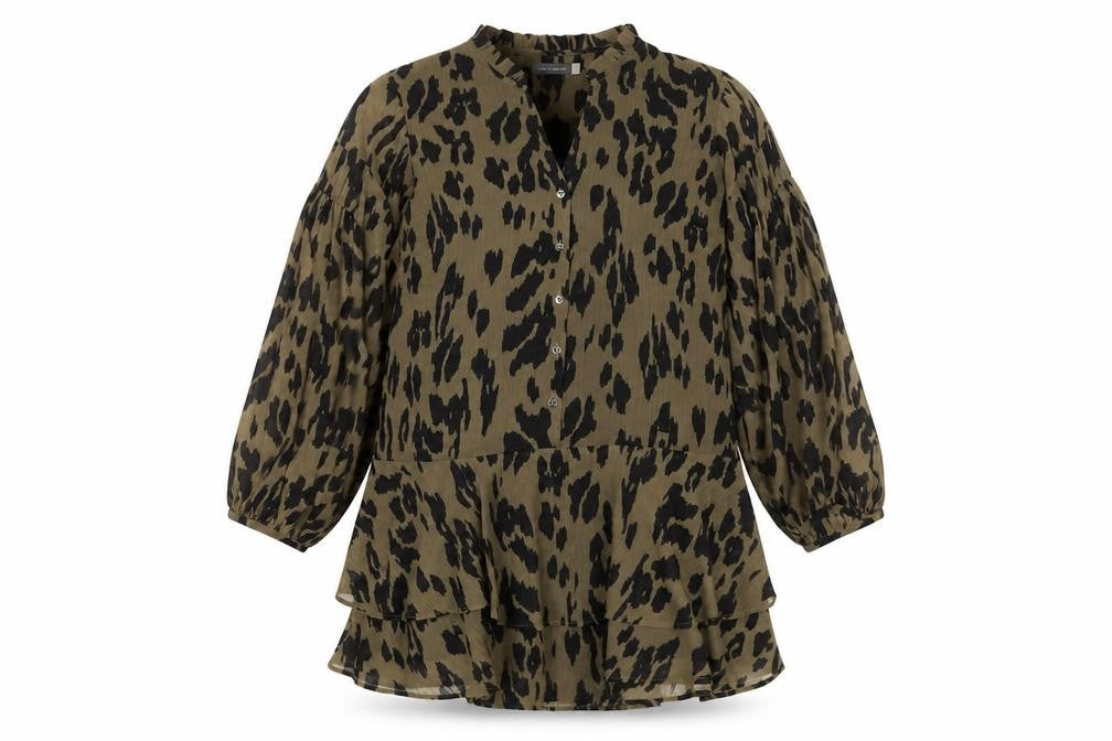 Mint Velvet Women Brown Animal Print Long Sleeve Shift Dress Size 16