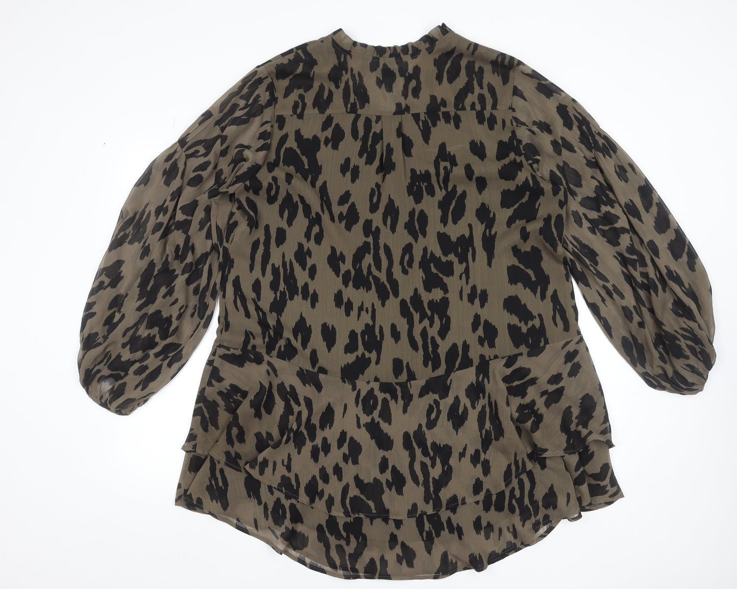 Mint Velvet Women Brown Animal Print Long Sleeve Shift Dress Size 16