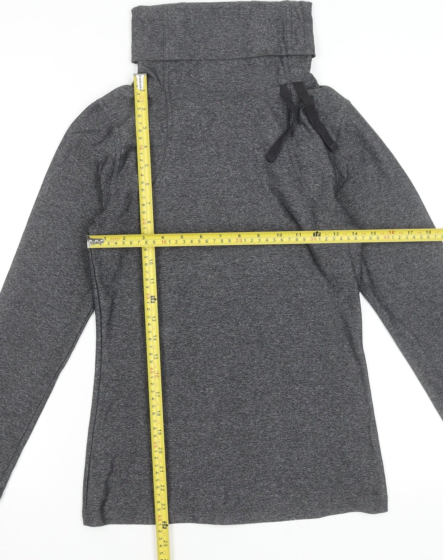 C&C Sport Womens Grey XS Slim Fit Long Sleeve Roll Neck Activewear Top