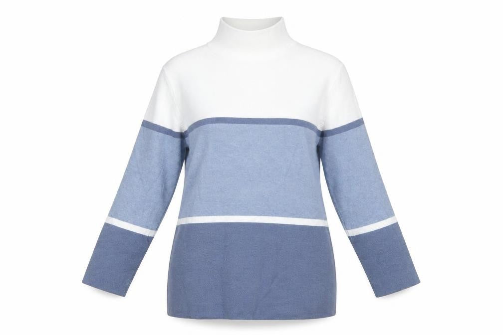 Jones New York Women’s Blue Colourblock Roll Neck Knit Top Size S
