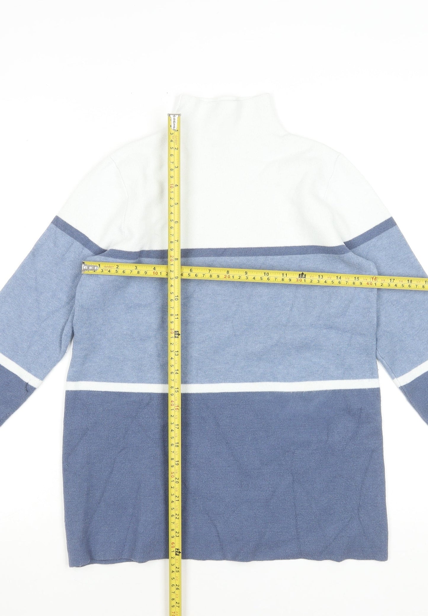 Jones New York Women’s Blue Colourblock Roll Neck Knit Top Size S