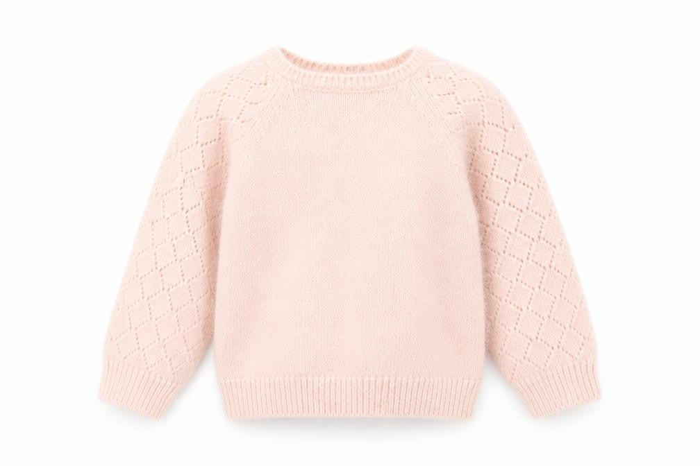 Minoti Girls Pink Pullover Jumper 3 Years Soft Knit Diamond Sleeve