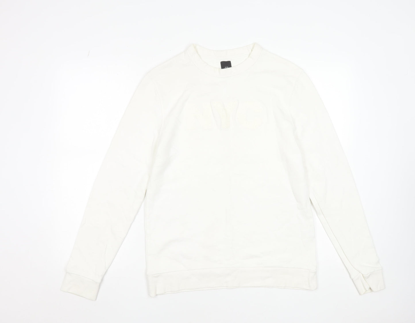River Island Women Ivory NYC Cotton Pullover Sweatshirt Small