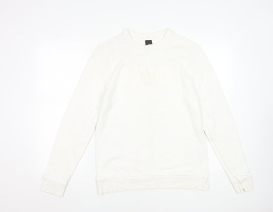 River Island Women Ivory NYC Cotton Pullover Sweatshirt Small