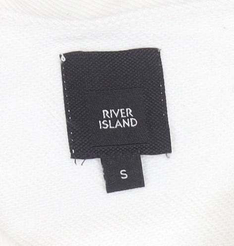 River Island Women Ivory NYC Cotton Pullover Sweatshirt Small