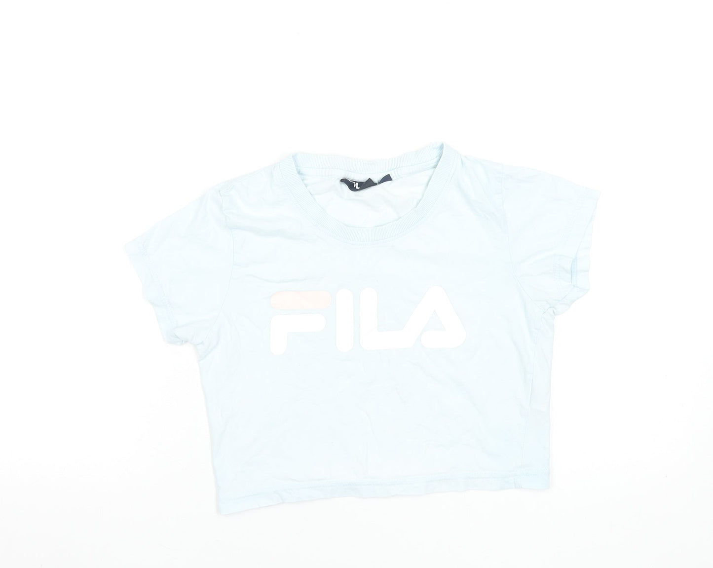 FILA Womens Blue Cropped T-Shirt Size S Short Sleeve 100% Cotton