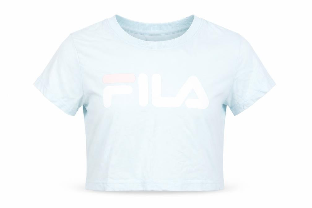 Fila Womens Blue Cropped T-Shirt Size S Short Sleeve 100% Cotton