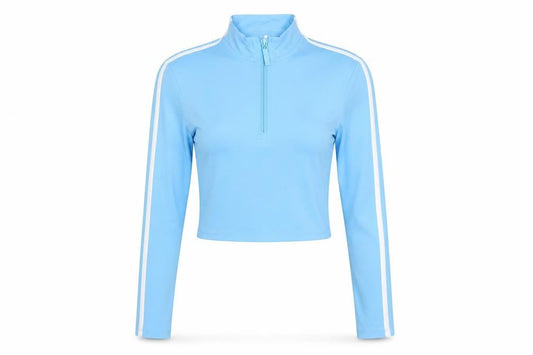 Jack Wills Women Blue Size 8 Cropped 1/4 Zip Long Sleeve Active Top