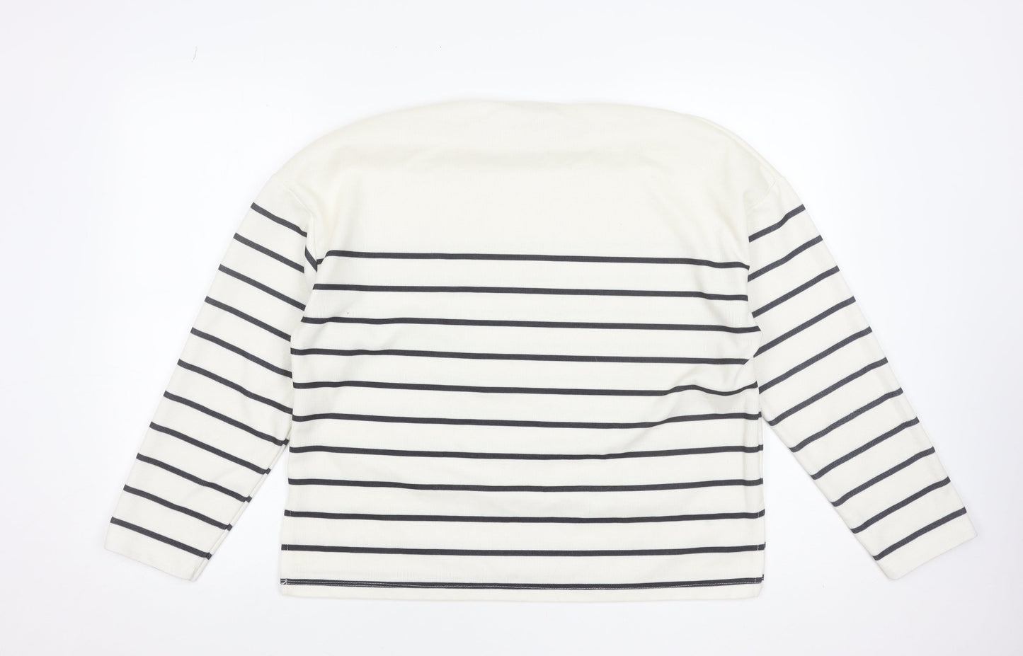 Stradivarius Women’s White Striped Long Sleeve Basic T-Shirt Size 12