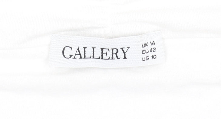 Gallery Women White Cropped Kimono Sleeve Blouse UK 14