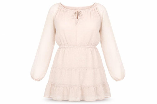 H&M Divided Women Beige Polka Dot Fit & Flare Short Dress Size 10