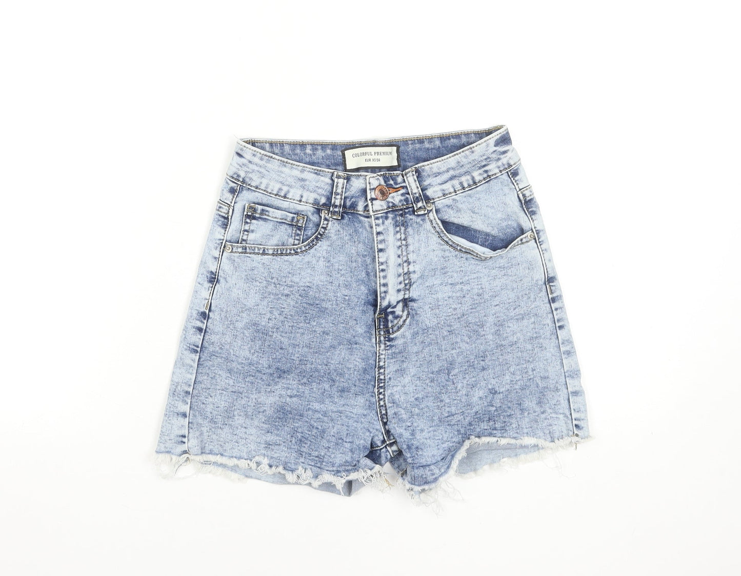 Colorful Premium Women's Blue Size 6 High Waist Denim Cut-Off Shorts