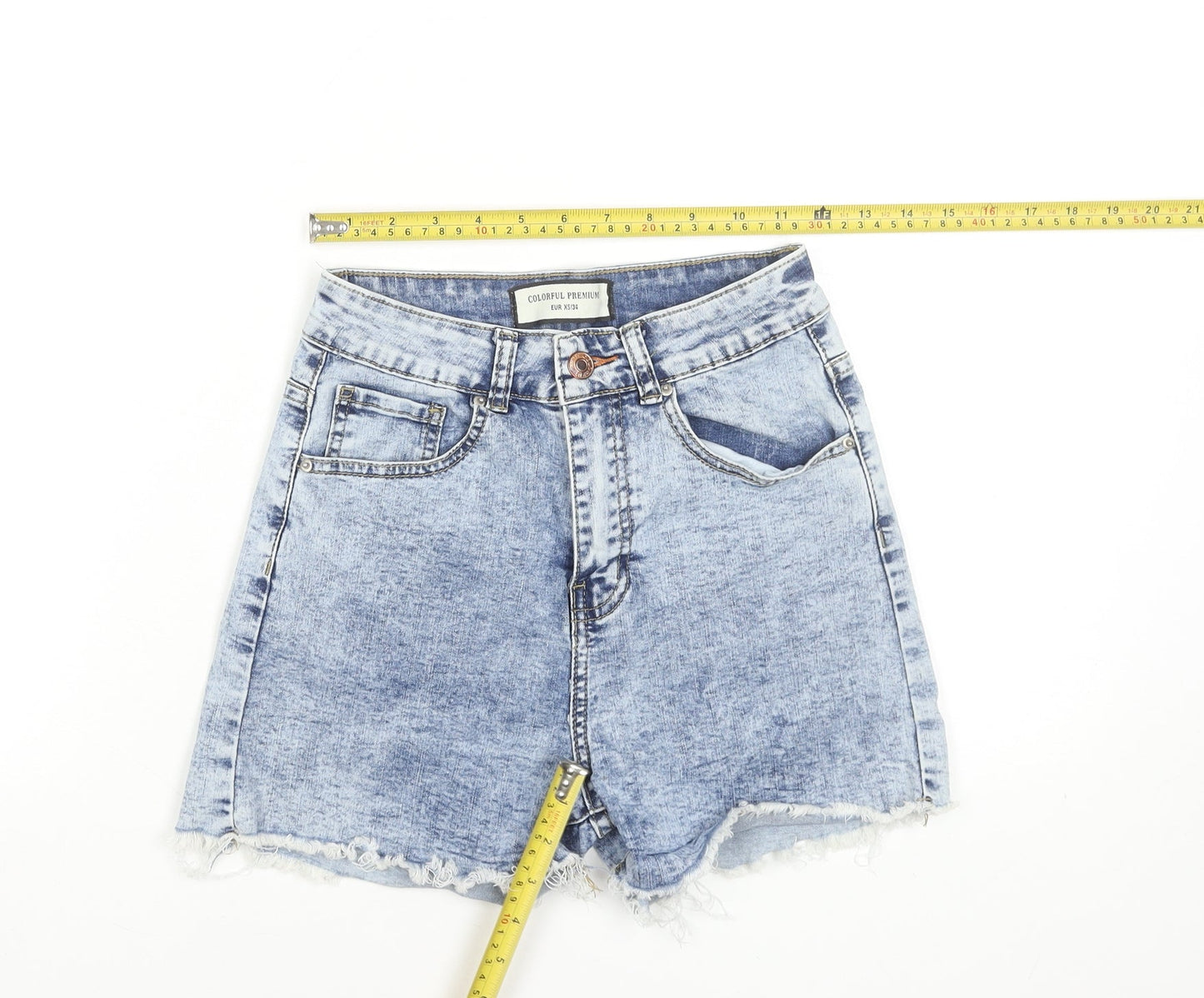 Colorful Premium Women's Blue Size 6 High Waist Denim Cut-Off Shorts