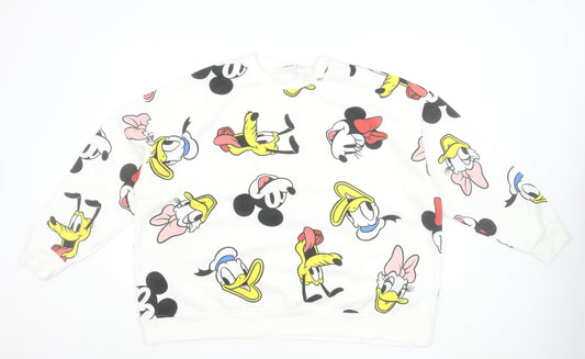 Disney Womens White Cartoon Print Pullover Sweatshirt 2XL