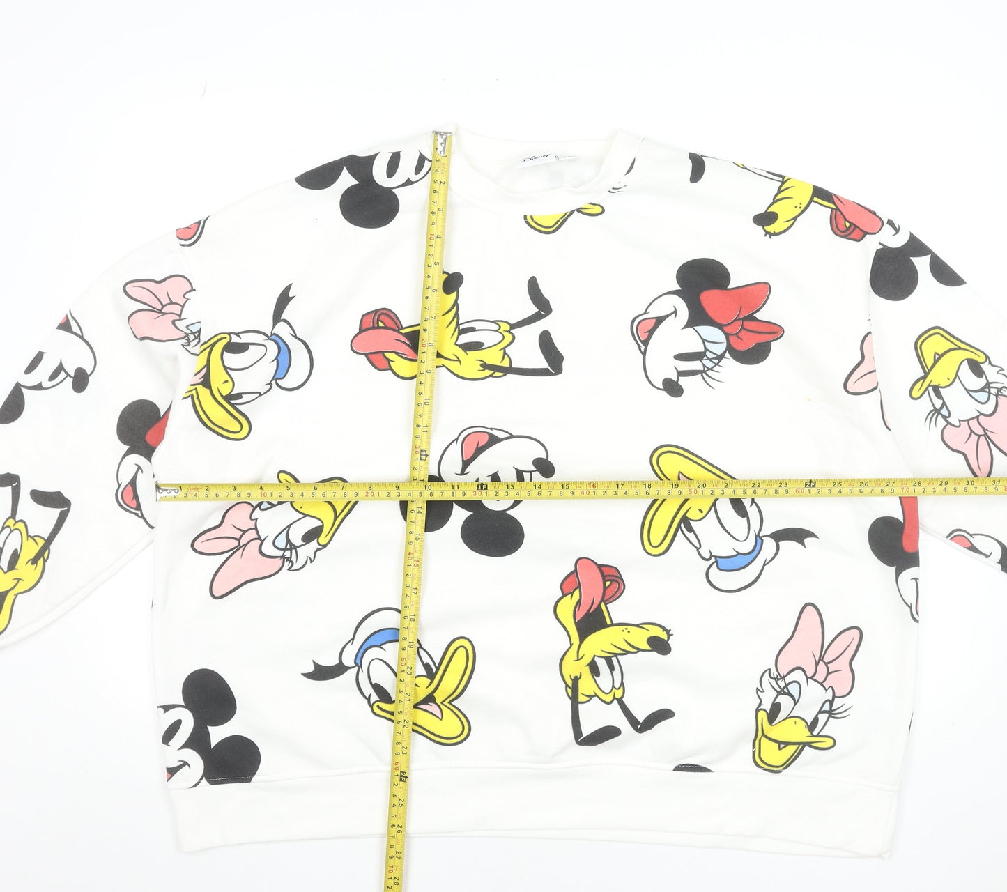 Disney Womens White Cartoon Print Pullover Sweatshirt 2XL