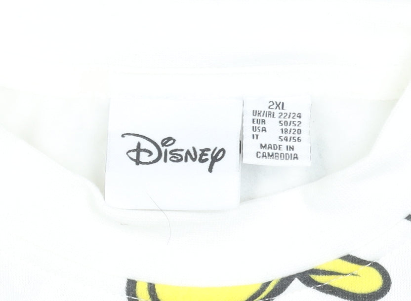 Disney Womens White Cartoon Print Pullover Sweatshirt 2XL