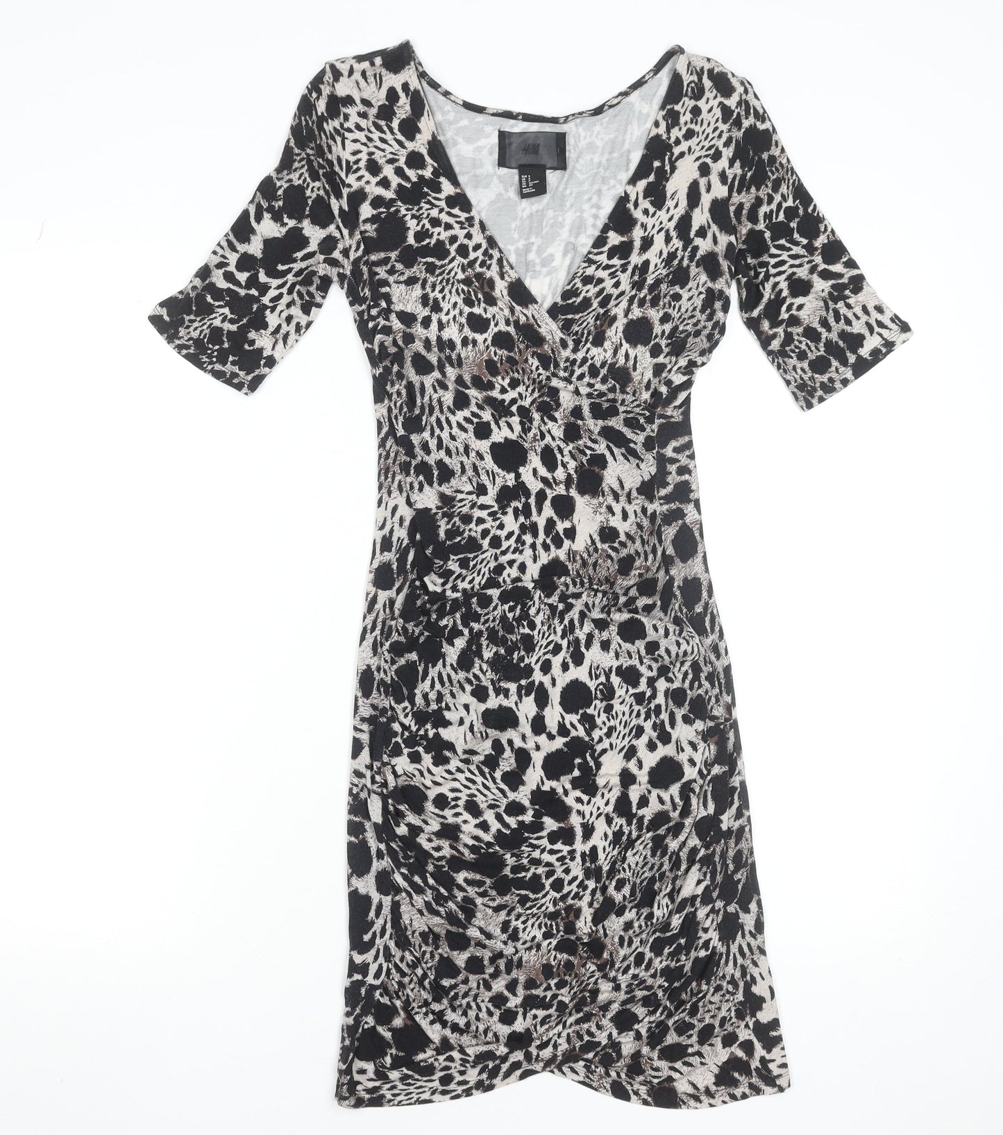 H&M Women's Multicoloured Animal Print Bodycon Dress Size S