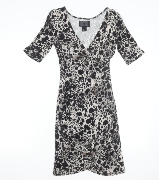 H&M Women's Multicoloured Animal Print Bodycon Dress Size S