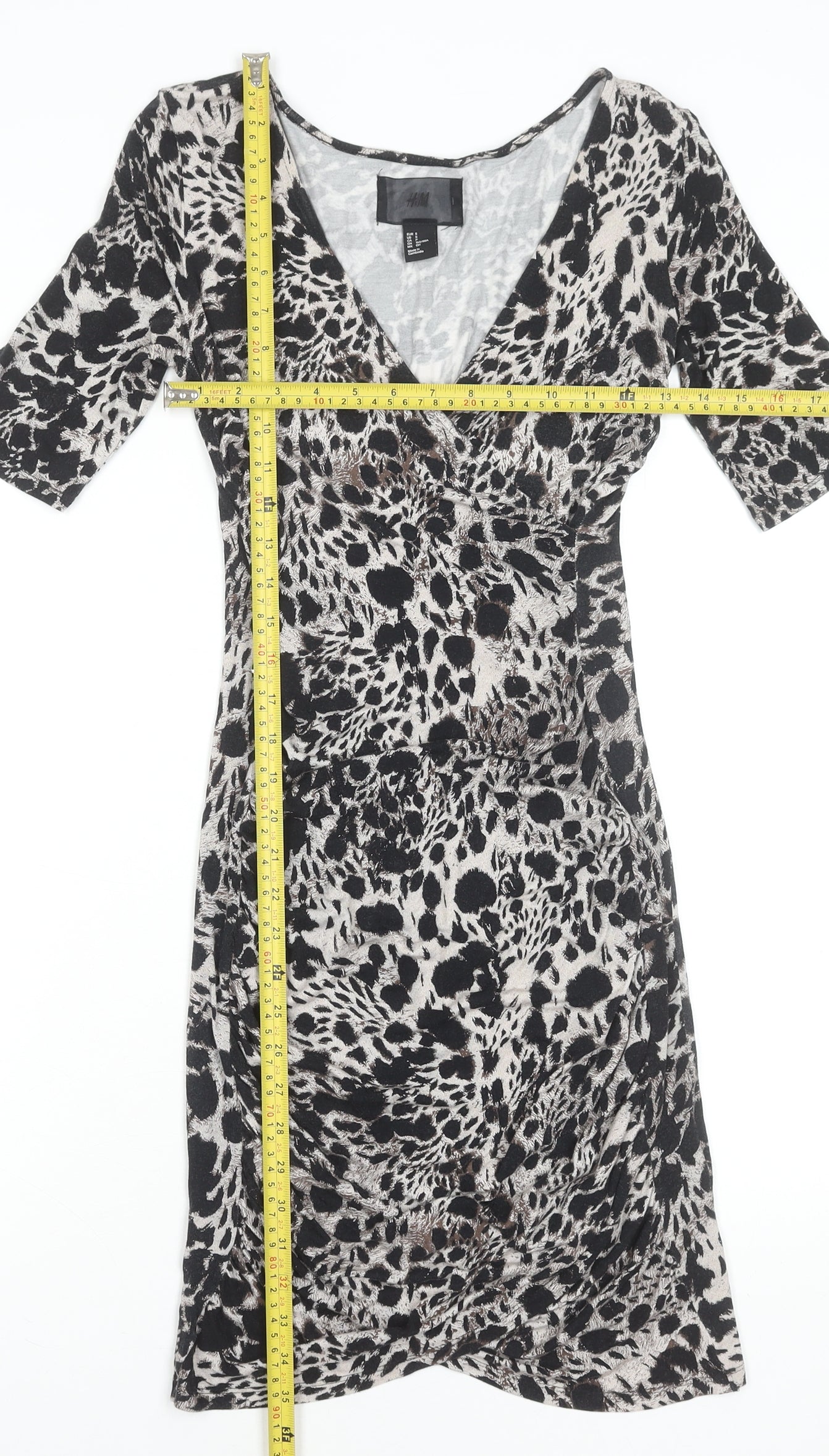 H&M Women's Multicoloured Animal Print Bodycon Dress Size S