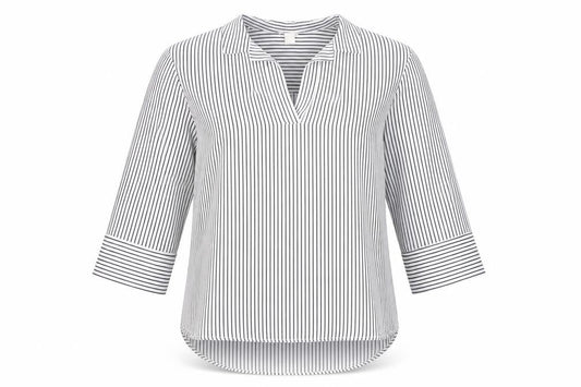 H&M Women’s White Black Striped V-Neck Tunic Blouse Size S