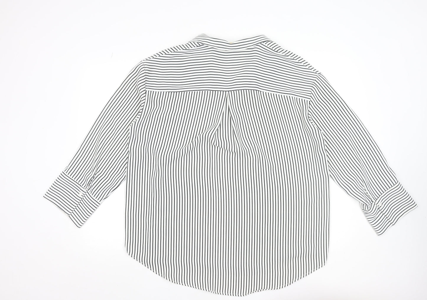 H&M Women’s White Black Striped V-Neck Tunic Blouse Size S