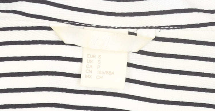 H&M Women’s White Black Striped V-Neck Tunic Blouse Size S