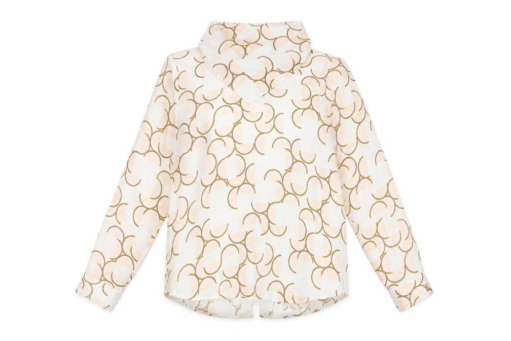 Zara Women's Beige Printed Long Sleeve Blouse Size 12 Polyester