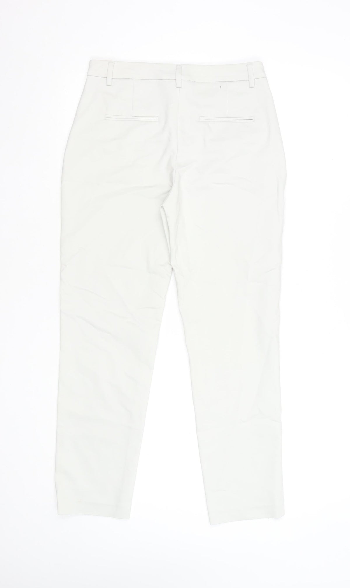 United Colors of Benetton Women White Chino Trousers Size 8 Cotton Blend