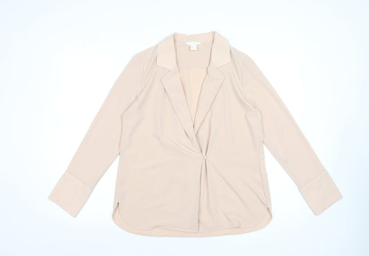 H&M Women’s Beige Wrap Front Blouse Size 8 Long Sleeve