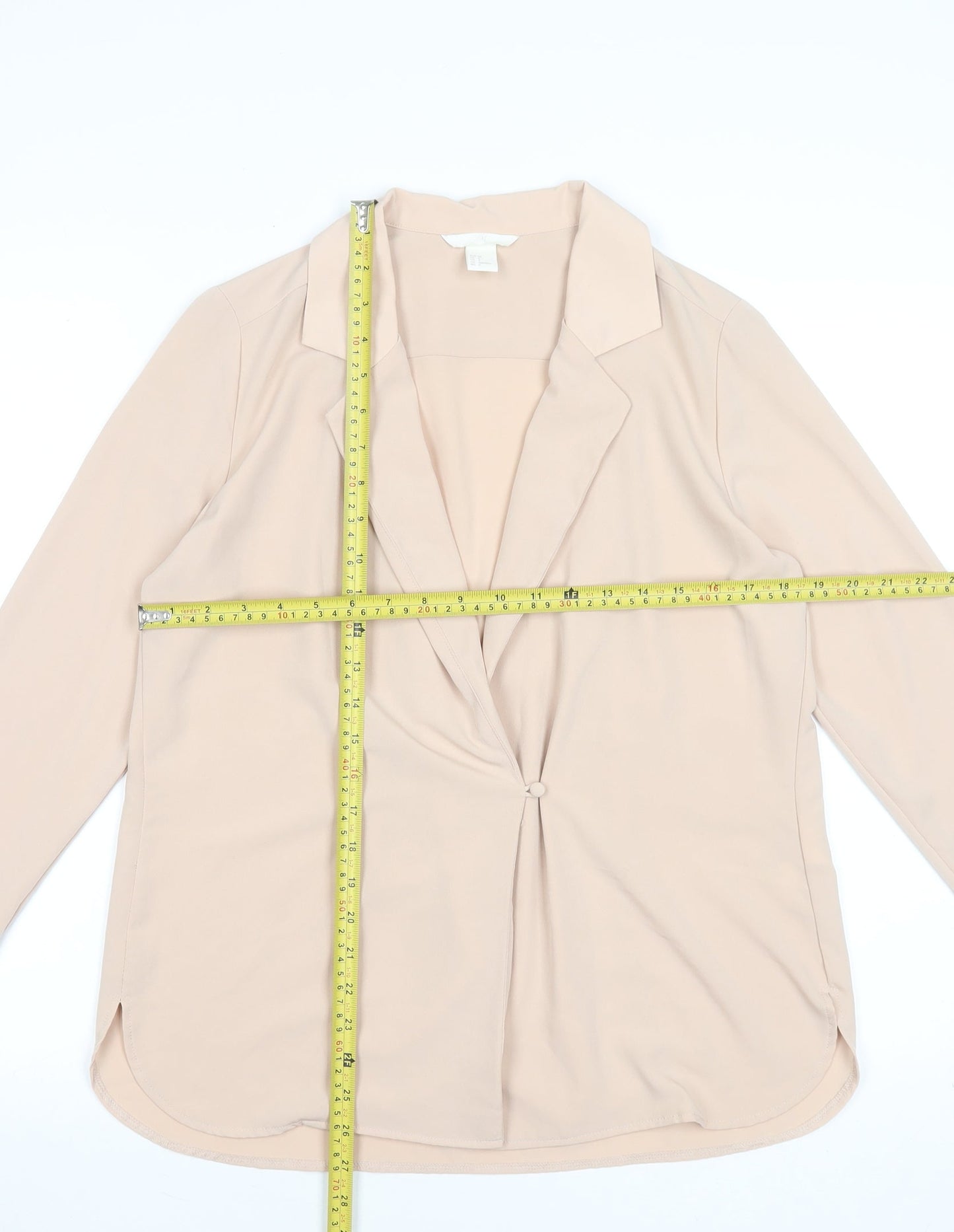 H&M Women’s Beige Wrap Front Blouse Size 8 Long Sleeve