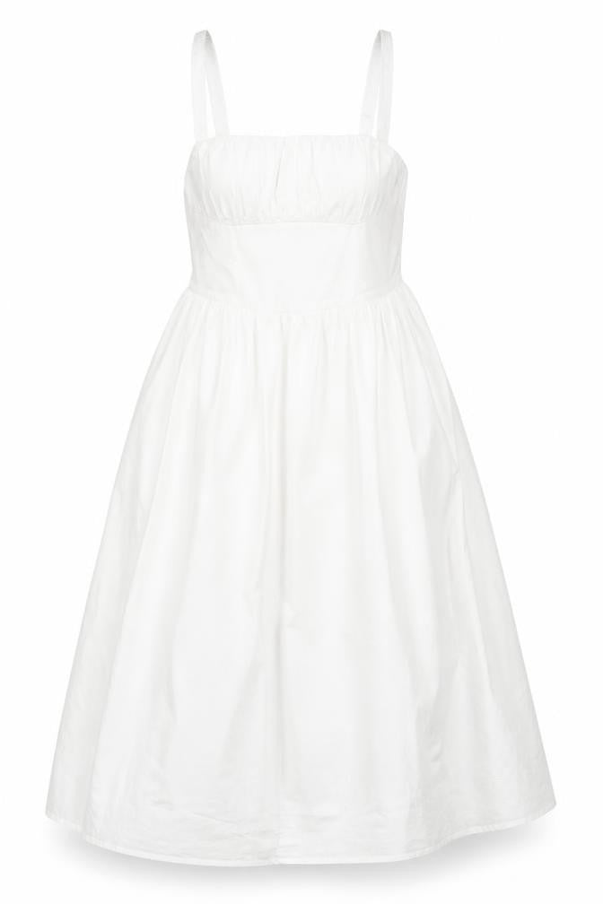 Savida Women White Cotton Fit & Flare Summer Dress Size 12