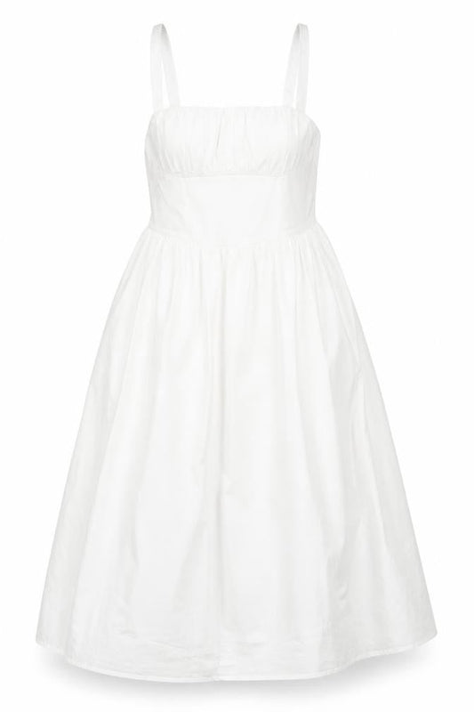 Savida Women White Cotton Fit & Flare Summer Dress Size 12