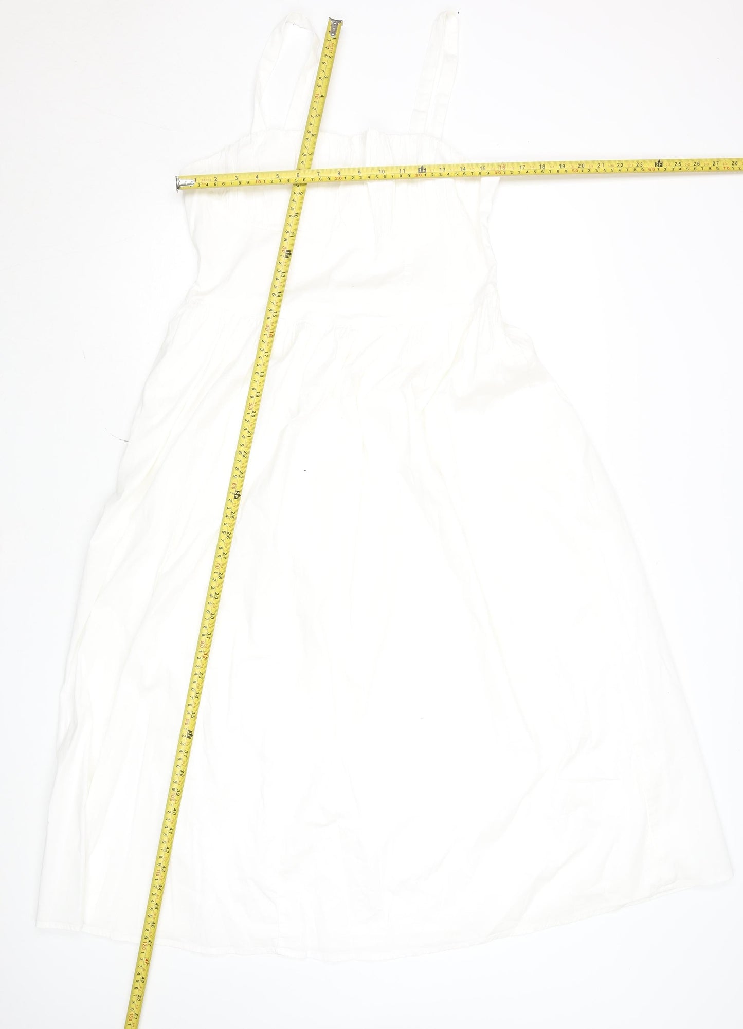 Savida Women White Cotton Fit & Flare Summer Dress Size 12