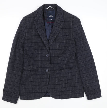 Additional front view of Crew Clothing women’s grey check wool blend blazer uk 8