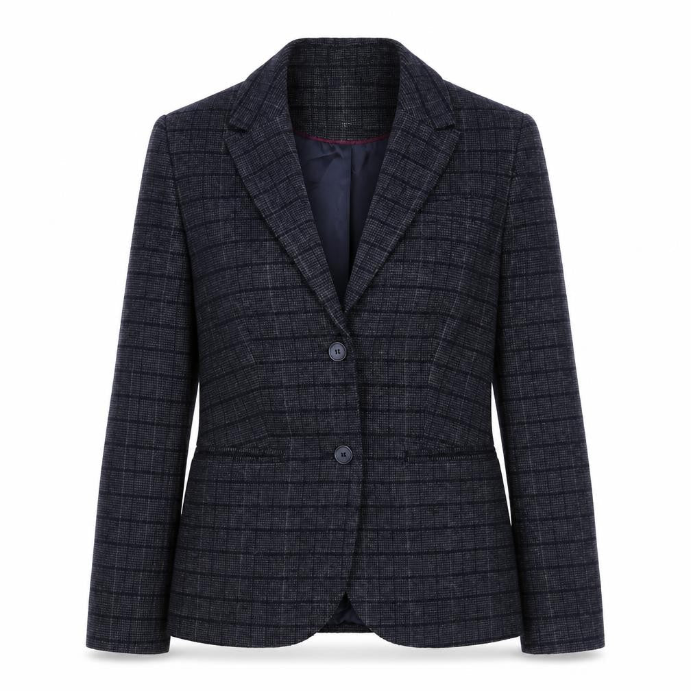 Crew Clothing Company Womens Grey Check Wool Blend Blazer UK 8