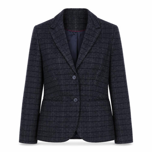 Crew Clothing Company Womens Grey Check Wool Blend Blazer UK 8