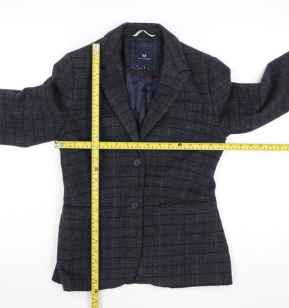 Back view of Crew Clothing women’s grey check wool blend blazer uk 8