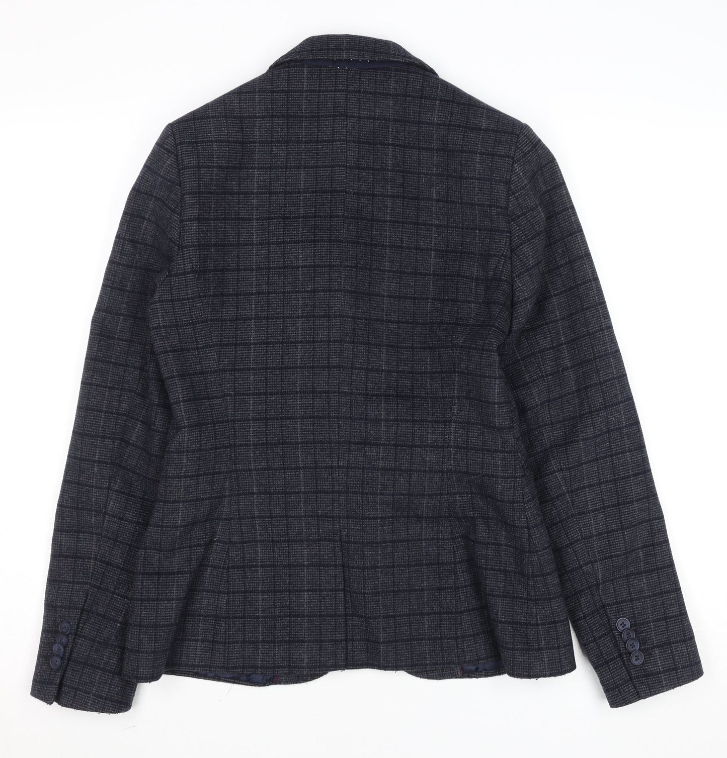 Crew Clothing Company Womens Grey Check Wool Blend Blazer UK 8