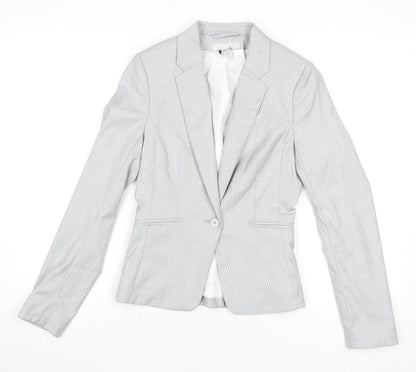 H&M Womens Light Grey Blazer Jacket Size 4 Single-Breasted