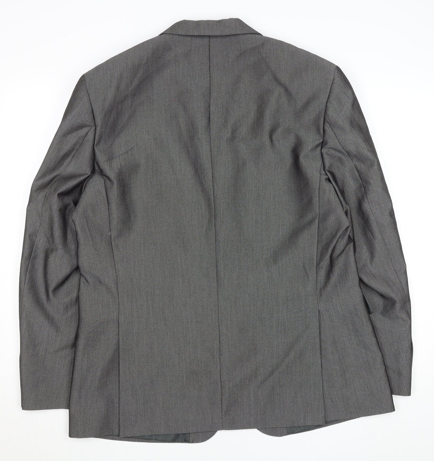 Burton London Men Grey 44R Classic Tailored Two-Button Blazer Jacket